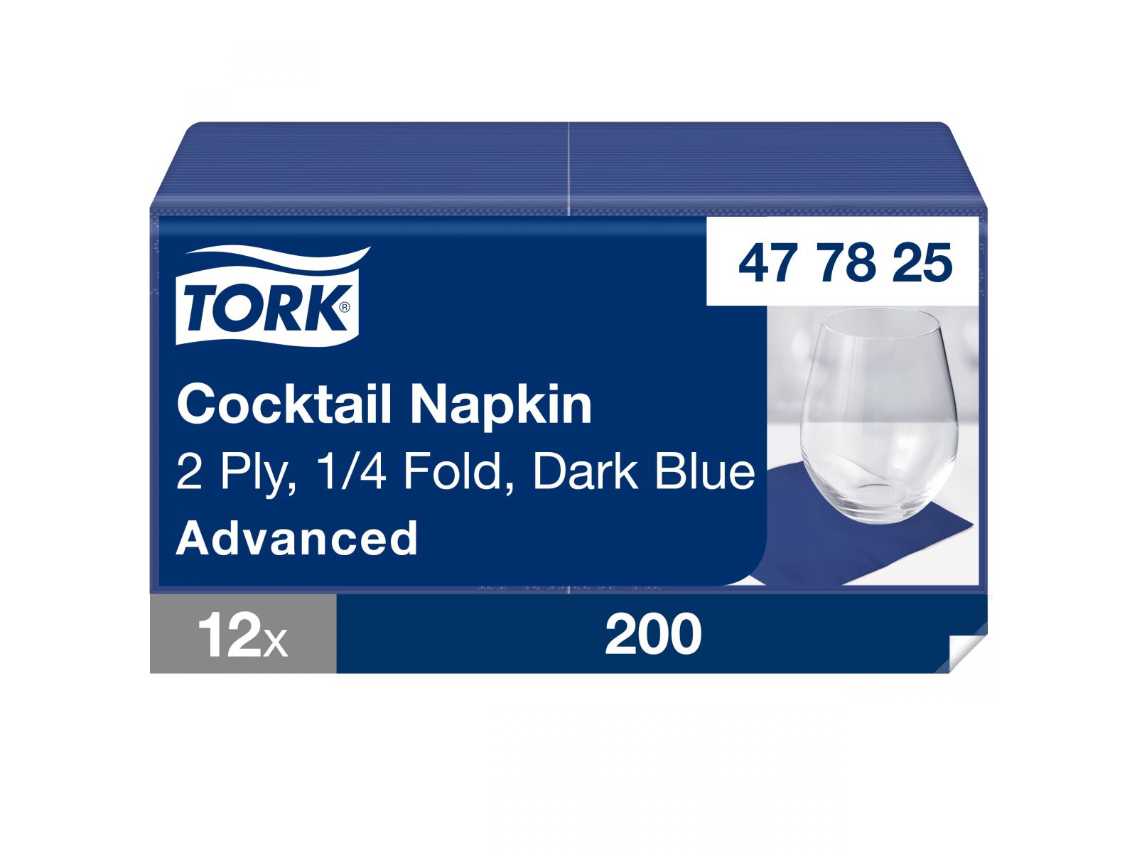 Serwetki Tork 24x24 477825 Ciemnoniebieska Karton 2400 serwetek (12 x 200) Składana 1/4